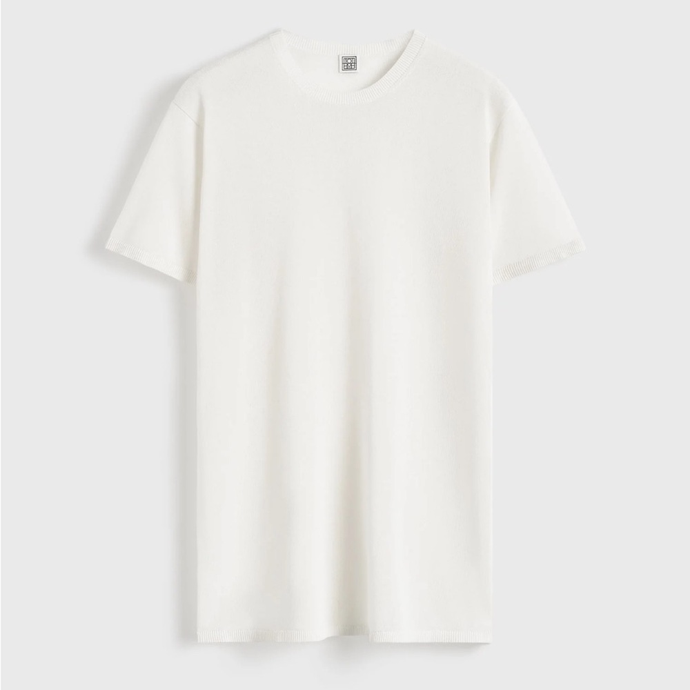 NWT TOTEME White Short Sleeve knit Lyocell cashmere tee size s